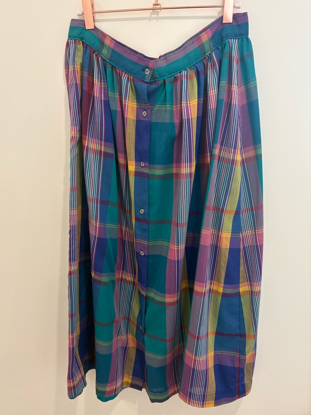 Vintage Cheryl Tiegs Plaid Midi Skirt | (tagged 16- fits modern sm/m)